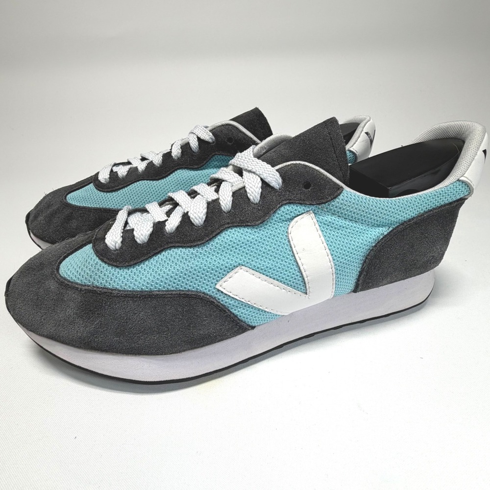 Veja Rio Branco Sneakers Women's 37‎ (US 6) Aqua Navy Suede Mesh Running Shoes